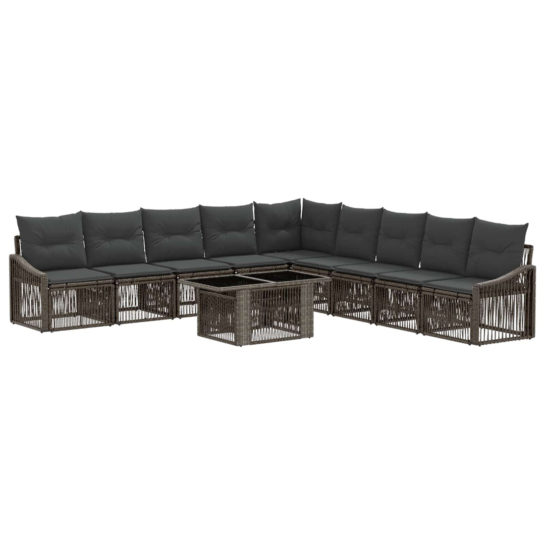 Havesofa Sæt 10 stk. Grå og Mørkegrå polyrattan