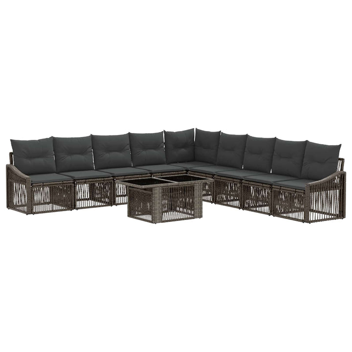 Havesofa Sæt 10 stk. Grå og Mørkegrå polyrattan