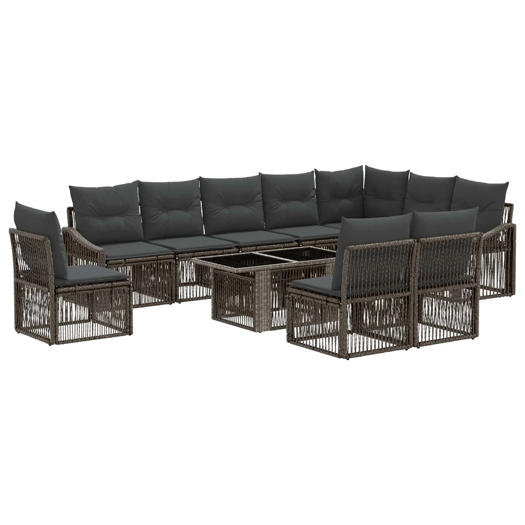 Havesofa Sæt 11 stk. Grå og Mørkegrå polyrattan