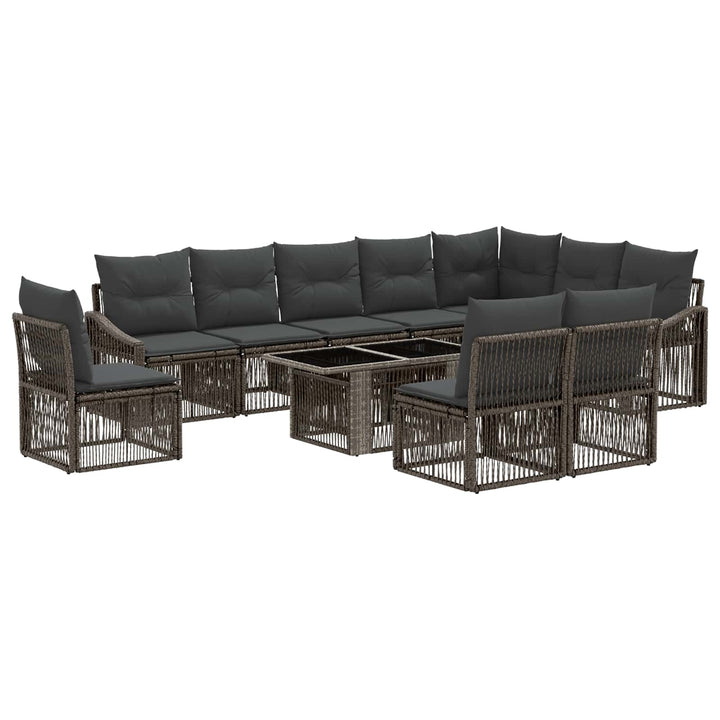 Havesofa Sæt 11 stk. Grå og Mørkegrå polyrattan