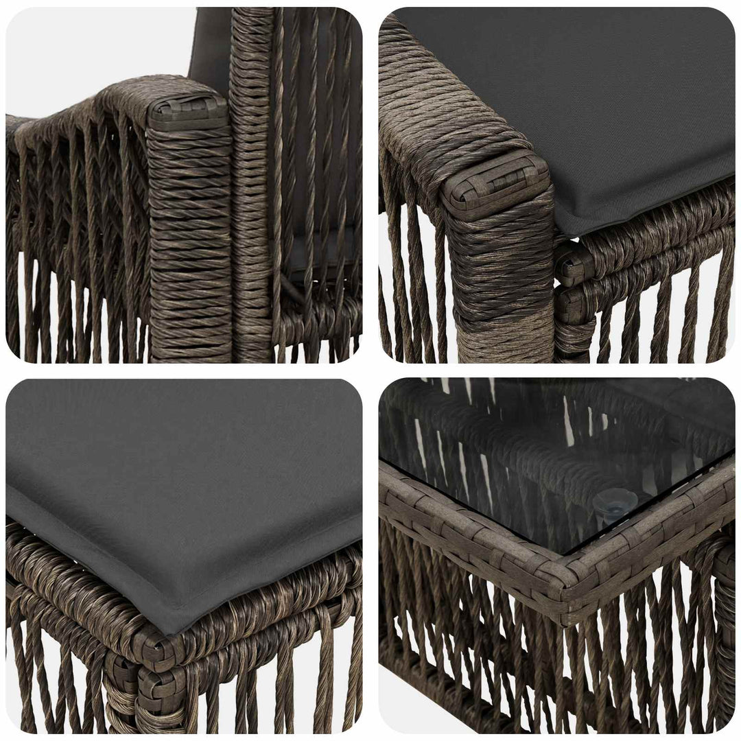 Havesofa Sæt 12 stk. Grå og Mørkegrå polyrattan