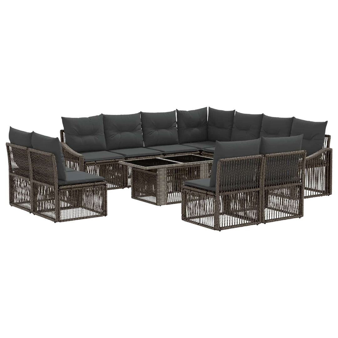 Havesofa Sæt 12 stk. Grå og Mørkegrå polyrattan