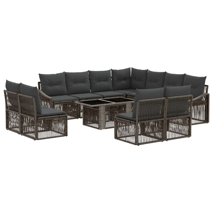 Havesofa Sæt 12 stk. Grå og Mørkegrå polyrattan