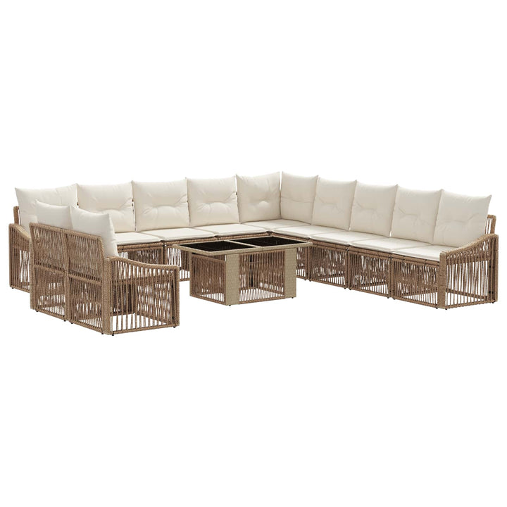 Havesofa Sæt 12 stk. Beige og cremehvid polyrattan