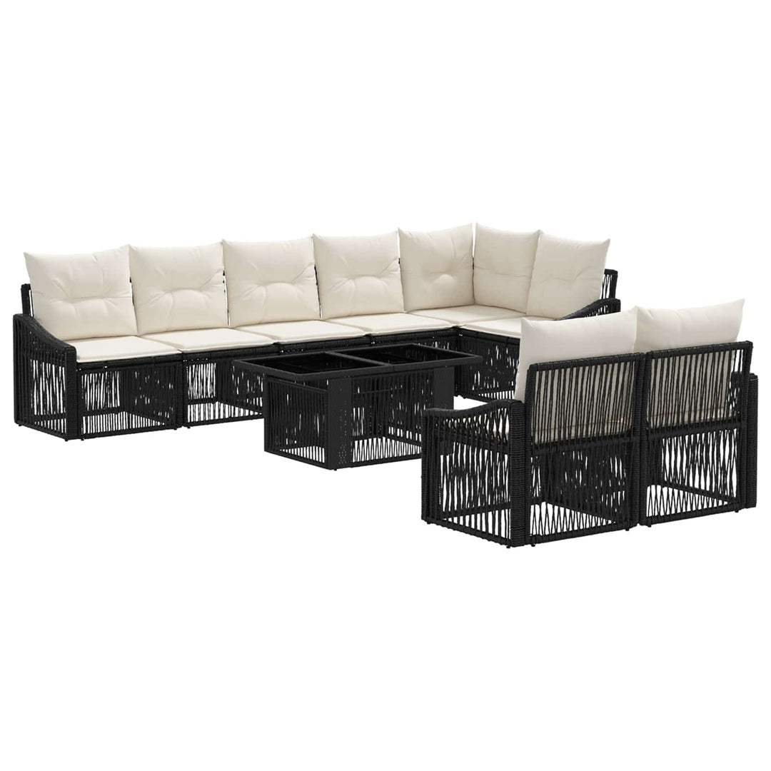 Havesofa Sæt 9 stk. Sort og Cremehvid polyrattan
