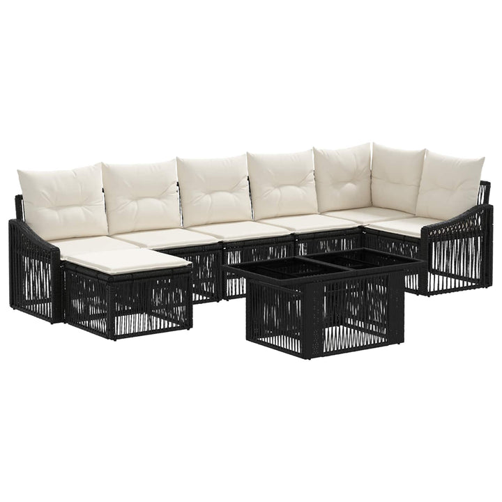 Havesofa Sæt 8 stk. Sort og Cremehvid polyrattan