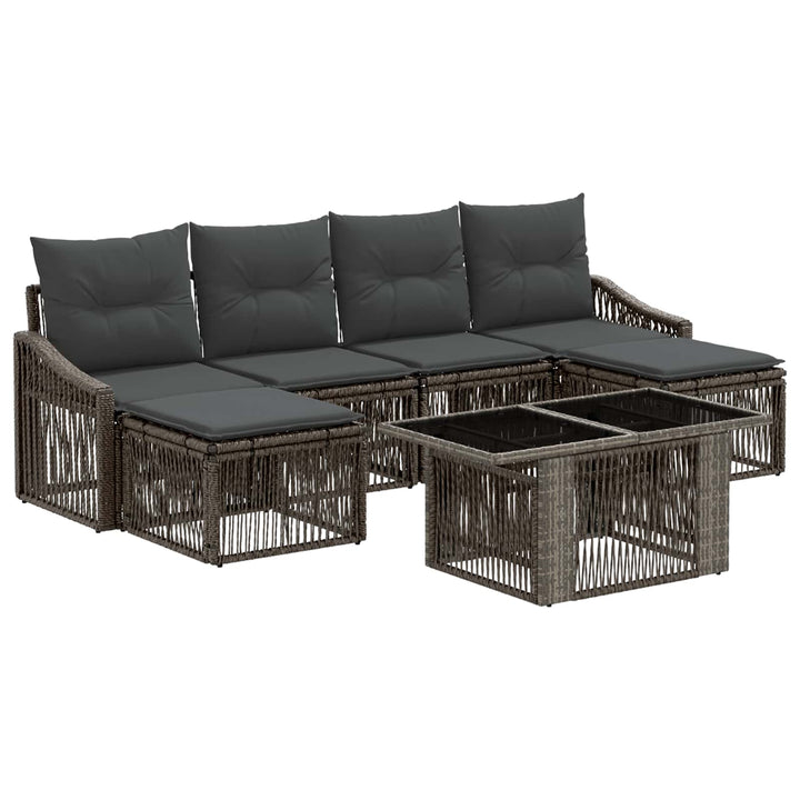 Havesofa Sæt 7 stk. Grå og Mørkegrå polyrattan