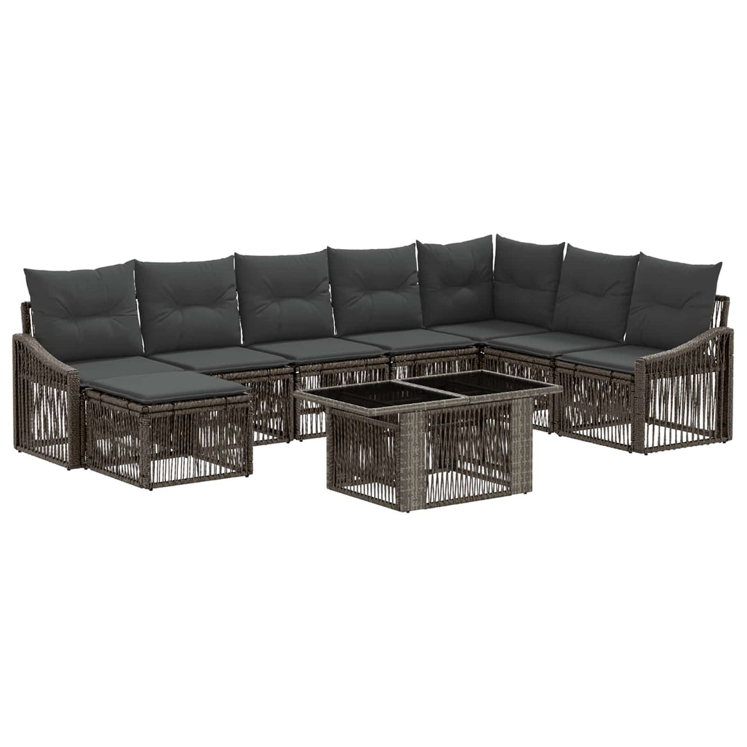 Havesofa Sæt 9 stk. Grå og Mørkegrå polyrattan