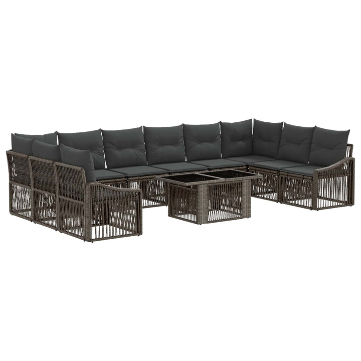 Havesofa Sæt 11 stk. Grå og Mørkegrå polyrattan