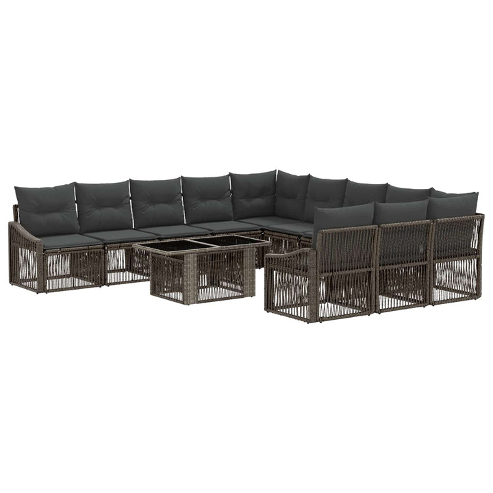 Havesofa Sæt 12 stk. Grå og Mørkegrå polyrattan