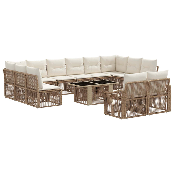 Havesofa Sæt 13 stk. Beige og cremehvid polyrattan