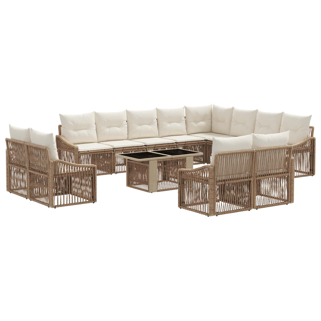 Havesofa Sæt 13 stk. Beige og cremehvid polyrattan
