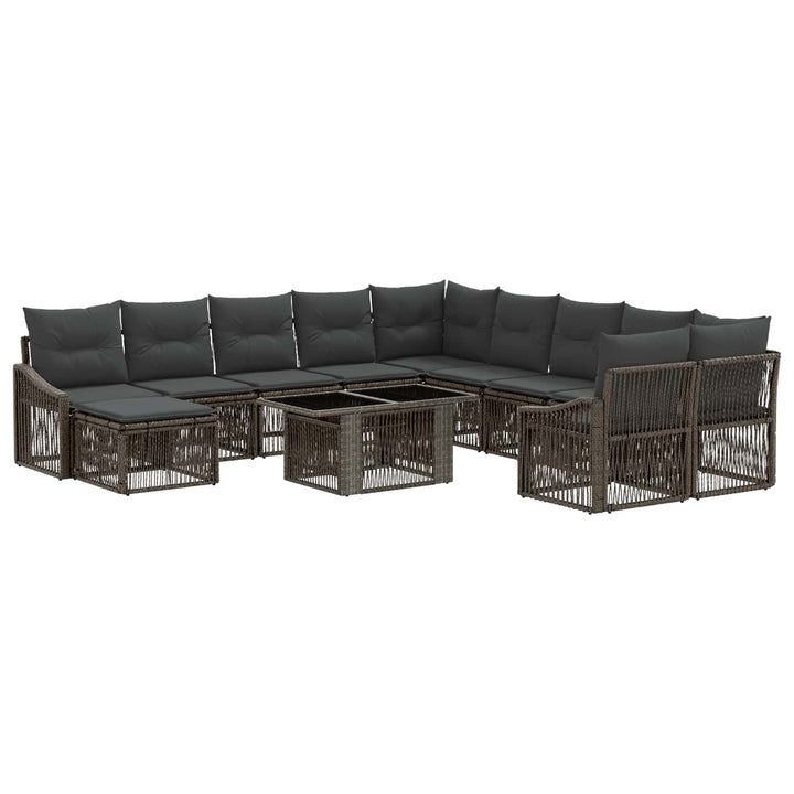 Havesofa Sæt 12 stk. Grå og Mørkegrå polyrattan