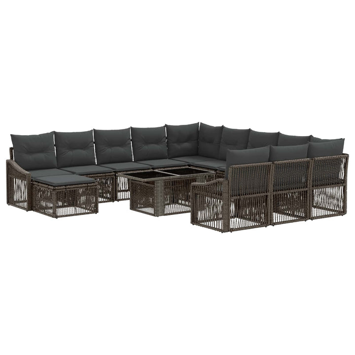 Havesofa Sæt 13 stk. Grå og Mørkegrå polyrattan