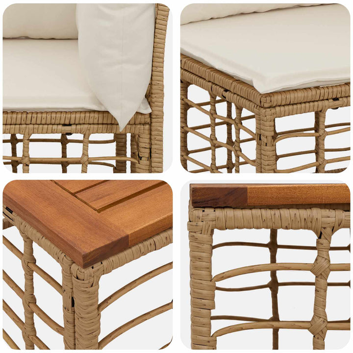 Udendørs sofagruppe 8 stk. Naturlig og Creme Hvid polyrattan