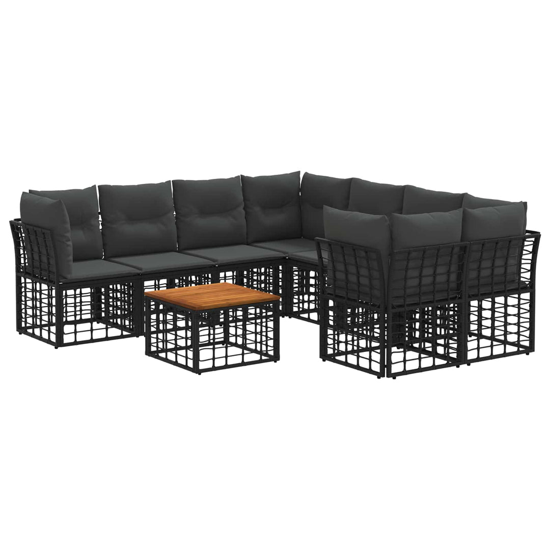 Udendørs sofagruppe 9 stk. Sort og Mørkegrå polyrattan