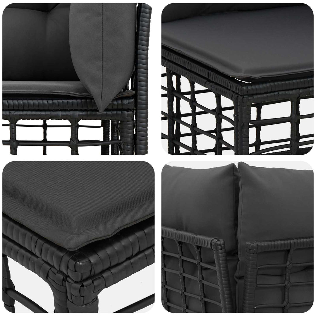 Udendørs sofagruppe med pude 3 pcs Sort Polyester