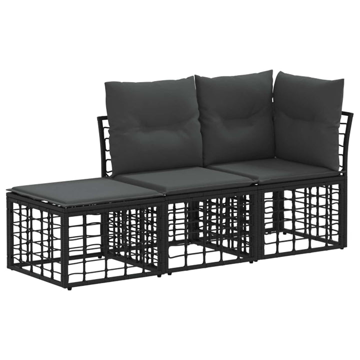 Udendørs sofagruppe med pude 3 pcs Sort Polyester