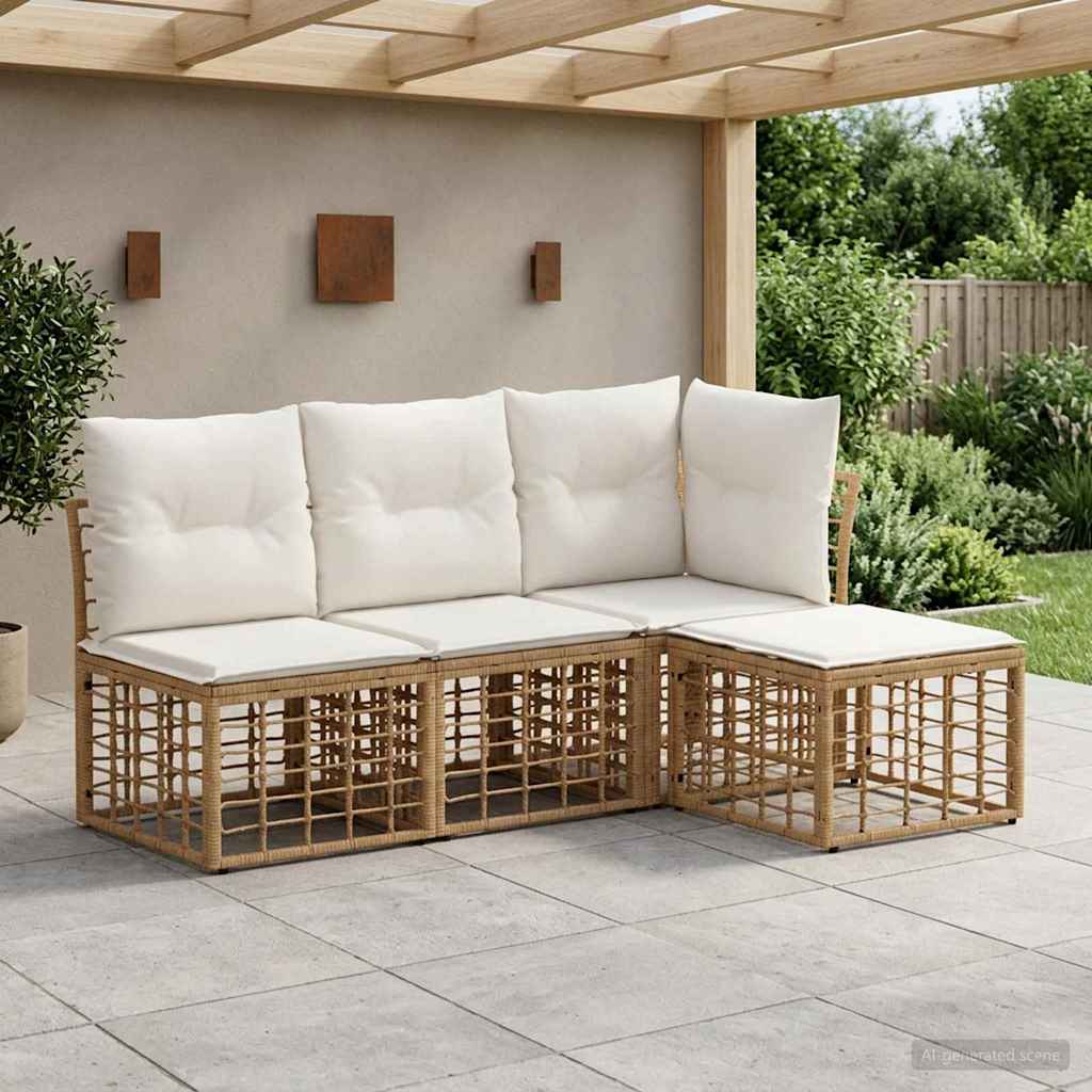 Udendørs sofagruppe Naturfarvet Polyester