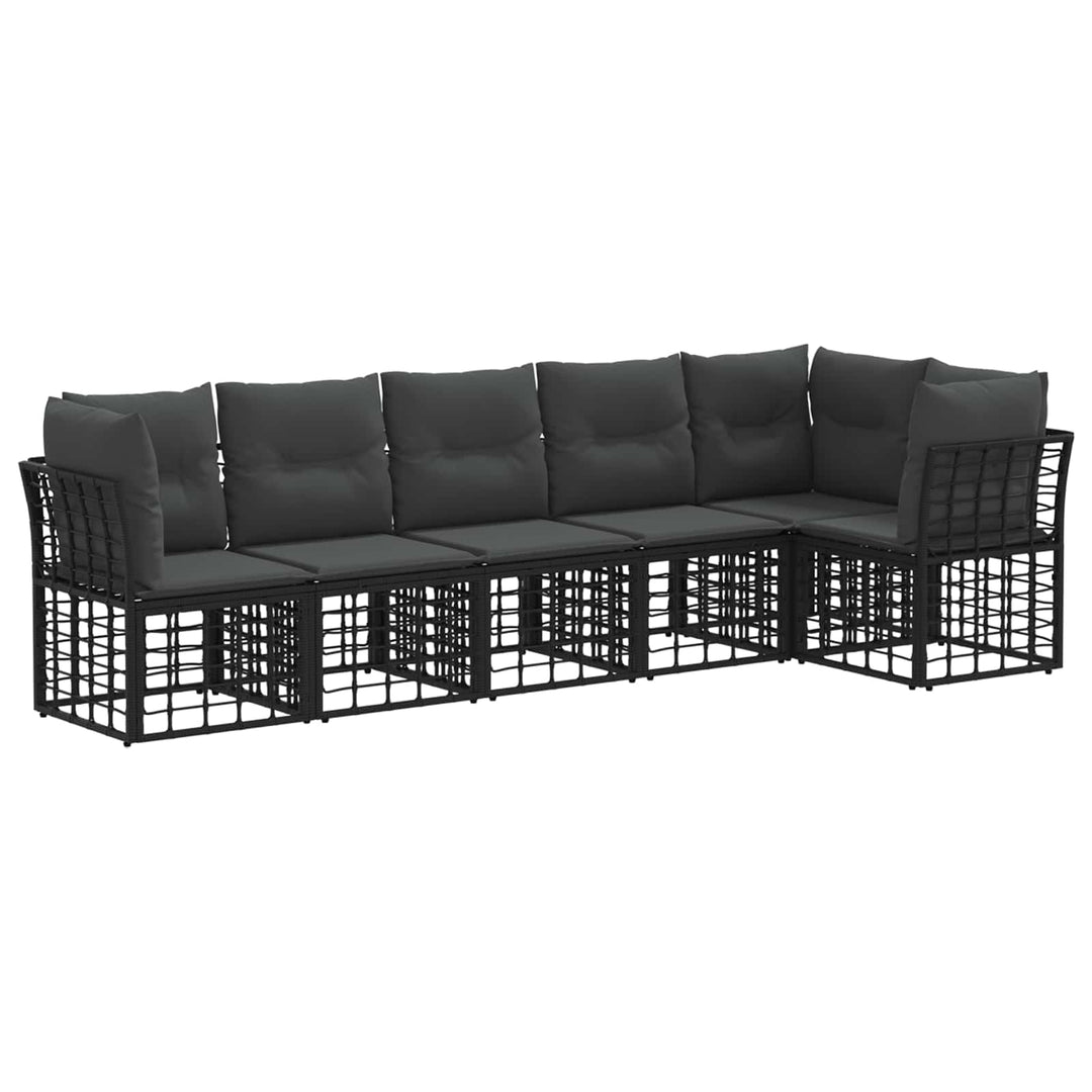 Havesofa Sæt 6 stk. Sort polyrattan