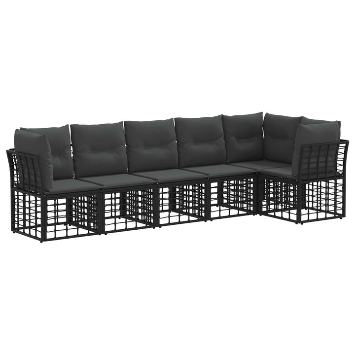 Havesofa Sæt 6 stk. Sort polyrattan