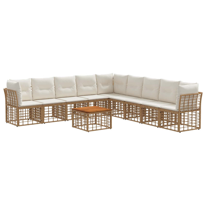 Udendørs sofagruppe 10 stk. Naturlig og Creme Hvid Polyester