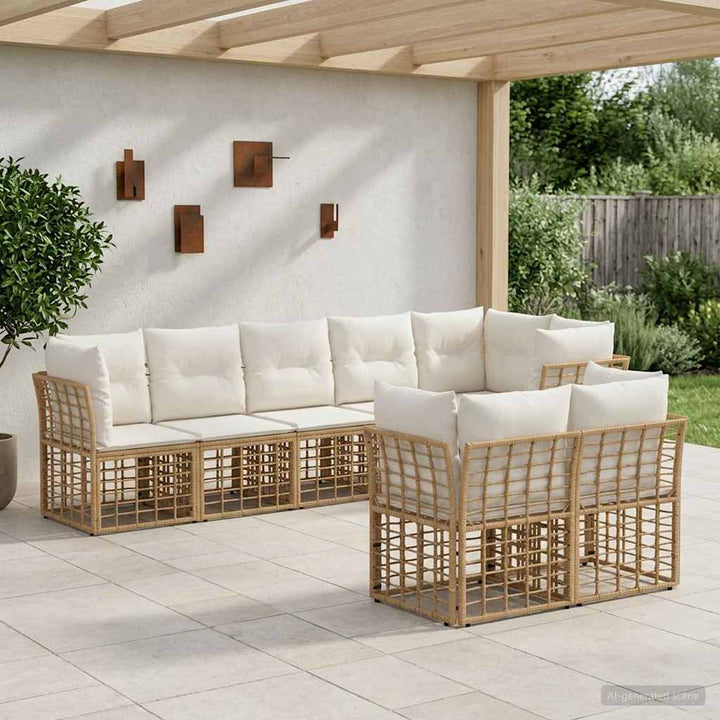 Udendørs sofagruppe Naturfarvet Polyester