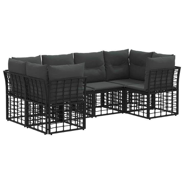 Udendørs sofagruppe med pude 6 pcs Sort Polyester