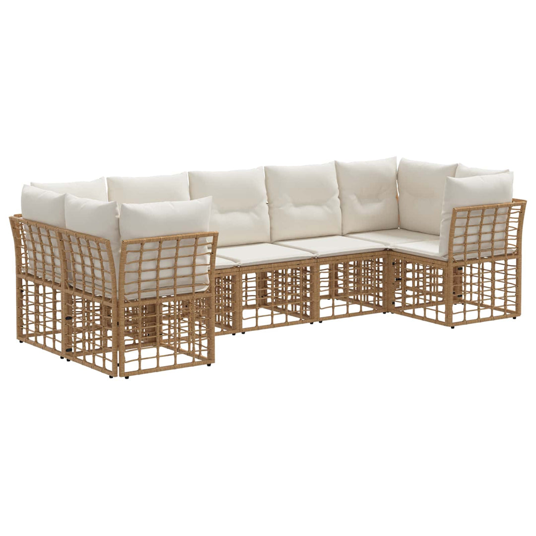 Udendørs sofagruppe 7 pcs Naturlig og Creme Hvid Polyester
