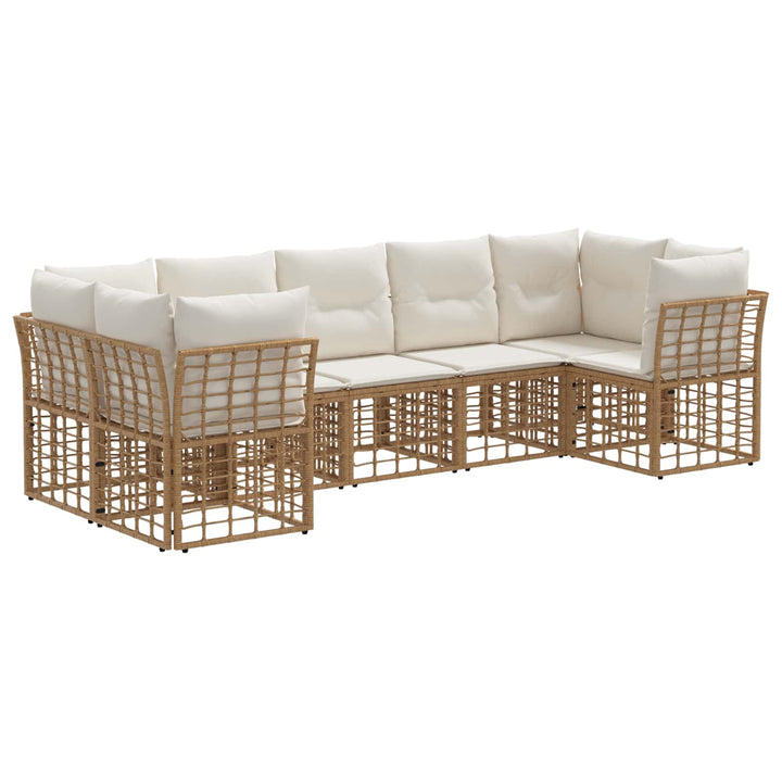 Udendørs sofagruppe 7 pcs Naturlig og Creme Hvid Polyester