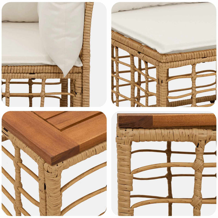Udendørs sofagruppe 10 stk. Naturlig og Creme Hvid Polyester