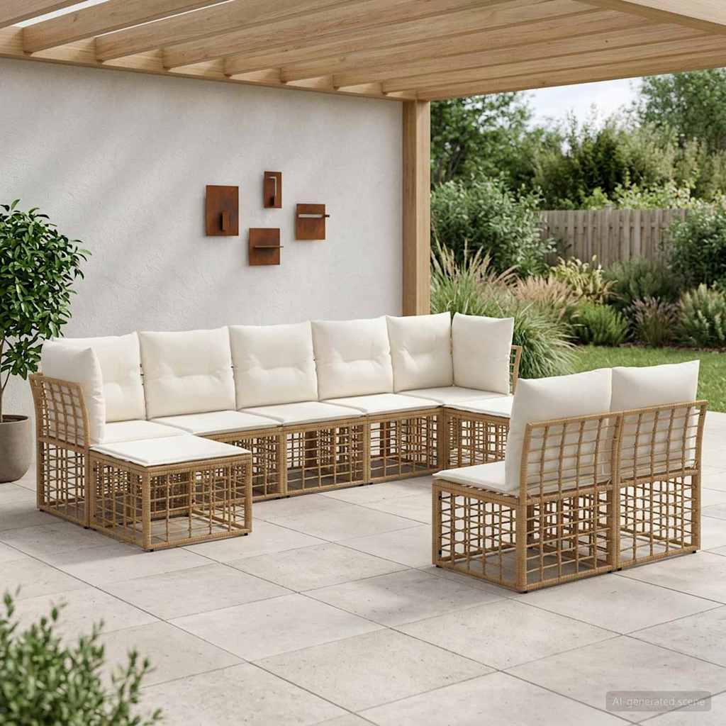 Udendørs sofagruppe Naturlig og Creme Hvid Polyester