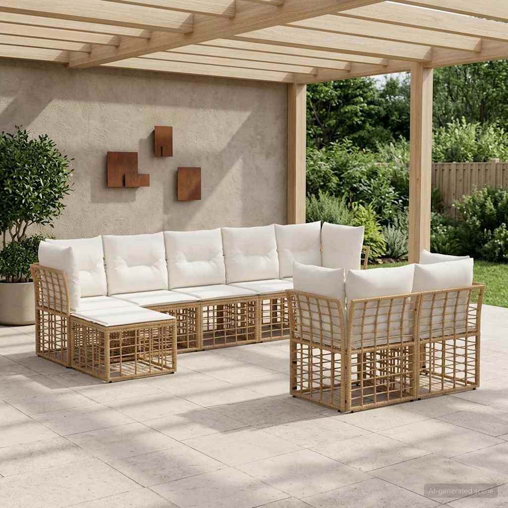 Udendørs sofagruppe Naturlig og Creme Hvid Polyester