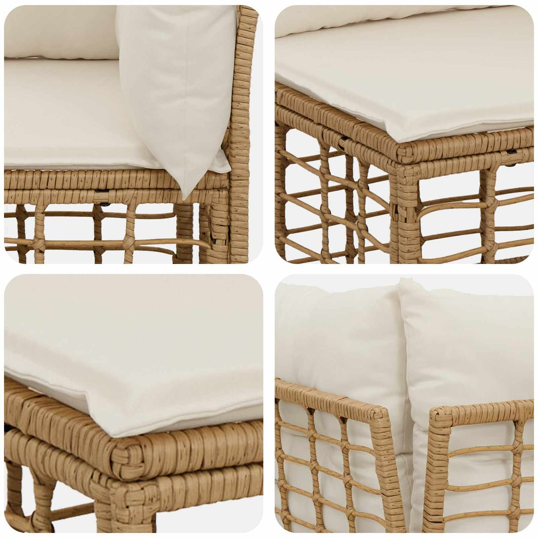 Udendørs sofagruppe Naturlig og Creme Hvid Polyester