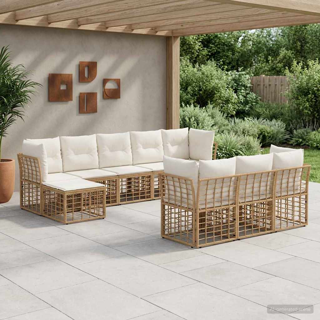 Udendørs sofagruppe Naturlig og Creme Hvid Polyester