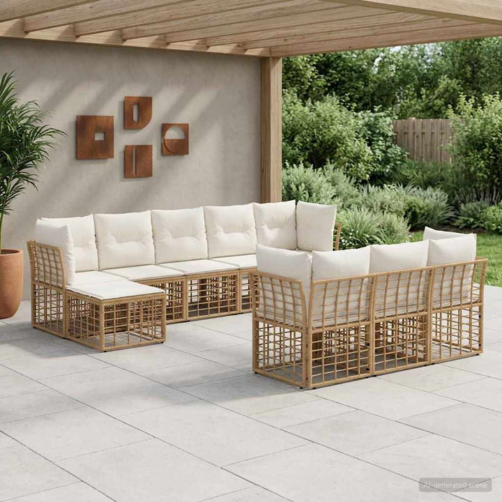 Udendørs sofagruppe Naturlig og Creme Hvid Polyester