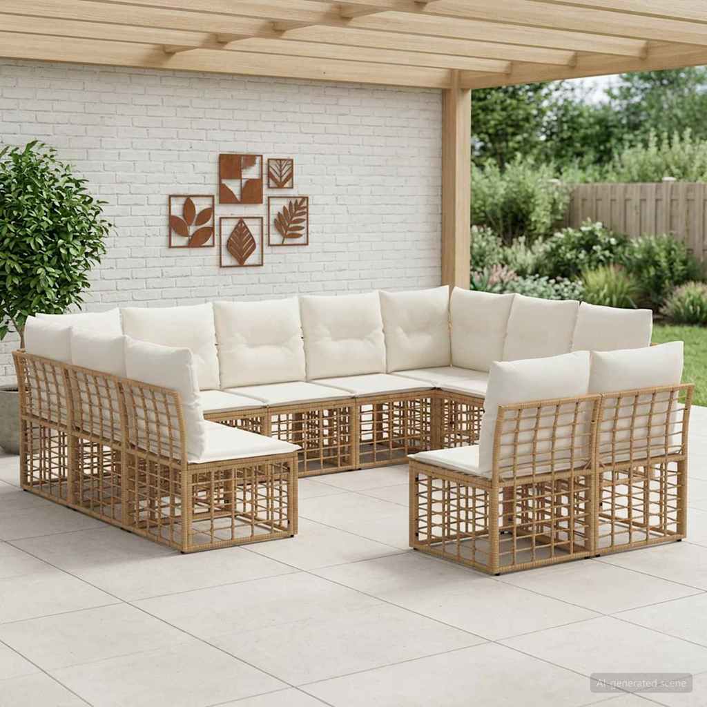Udendørs sofagruppe Naturlig og Creme Hvid Polyester