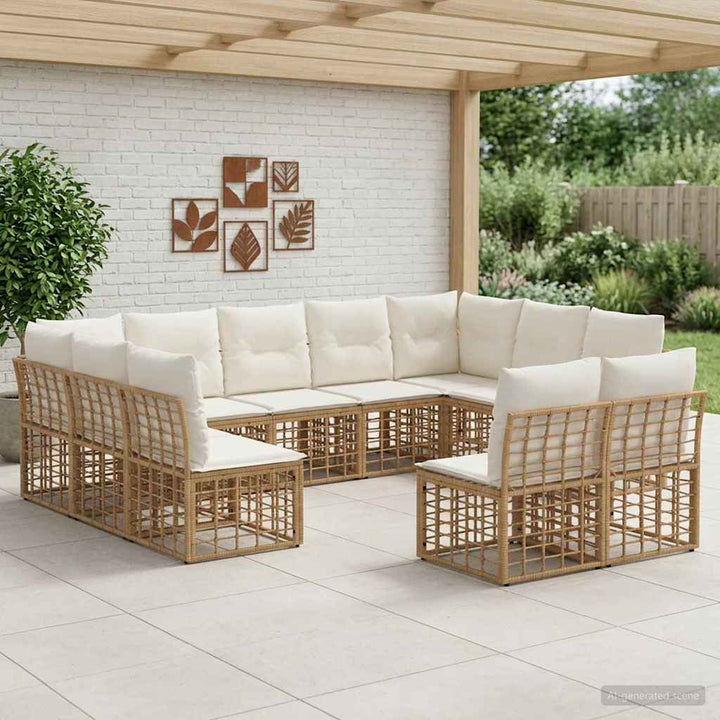 Udendørs sofagruppe Naturlig og Creme Hvid Polyester