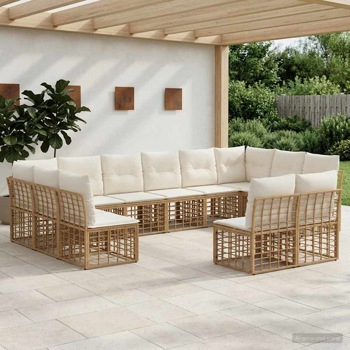 Udendørs sofagruppe Naturlig og Creme Hvid Polyester