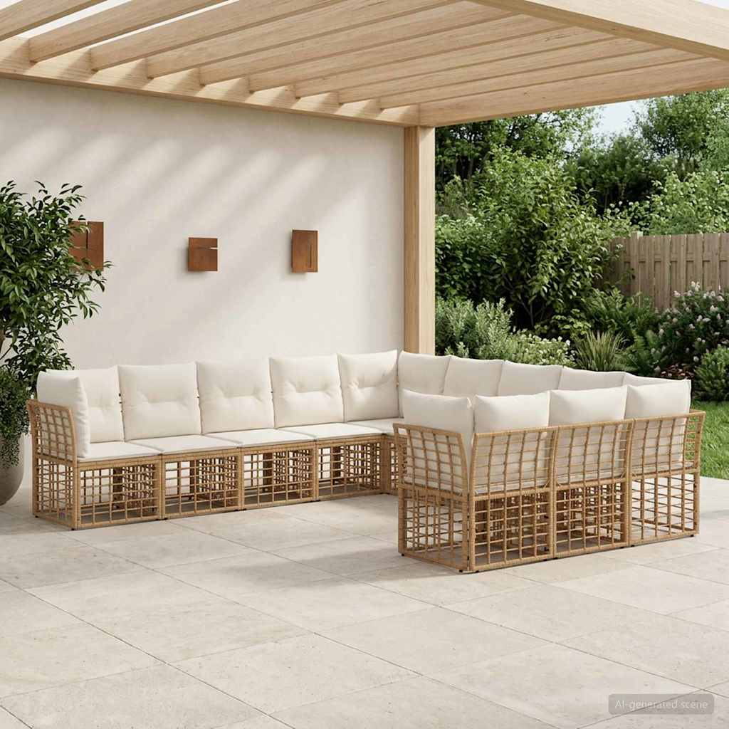 Udendørs sofagruppe Naturlig og Creme Hvid Polyester