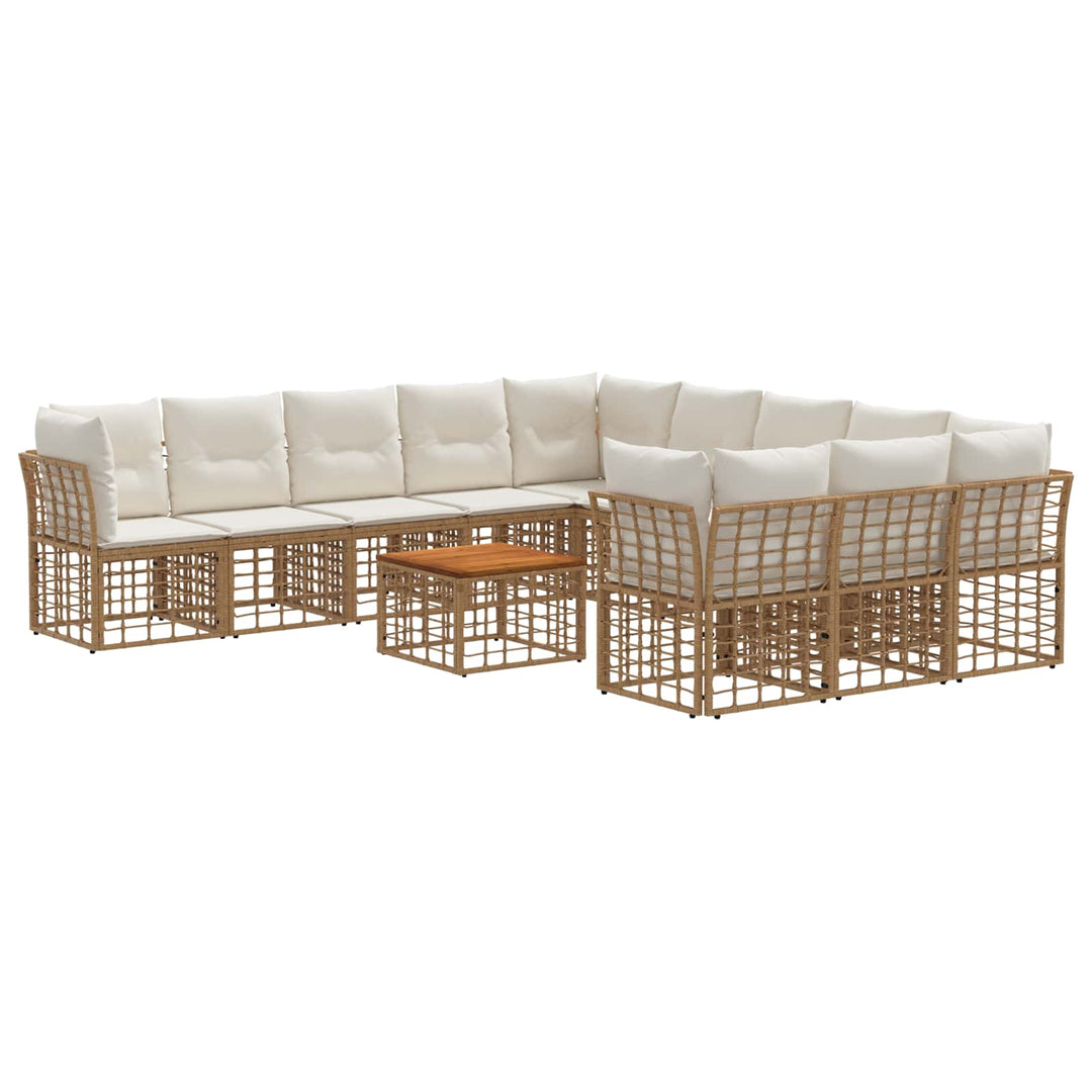 Udendørs sofagruppe 12 stk. Naturlig og Creme Hvid Polyester