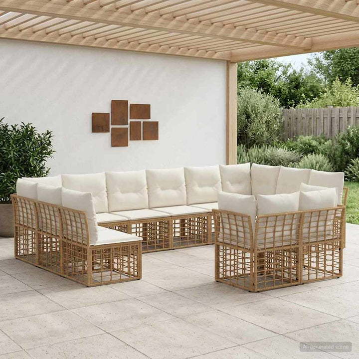 Udendørs sofagruppe Naturlig og Creme Hvid Polyester