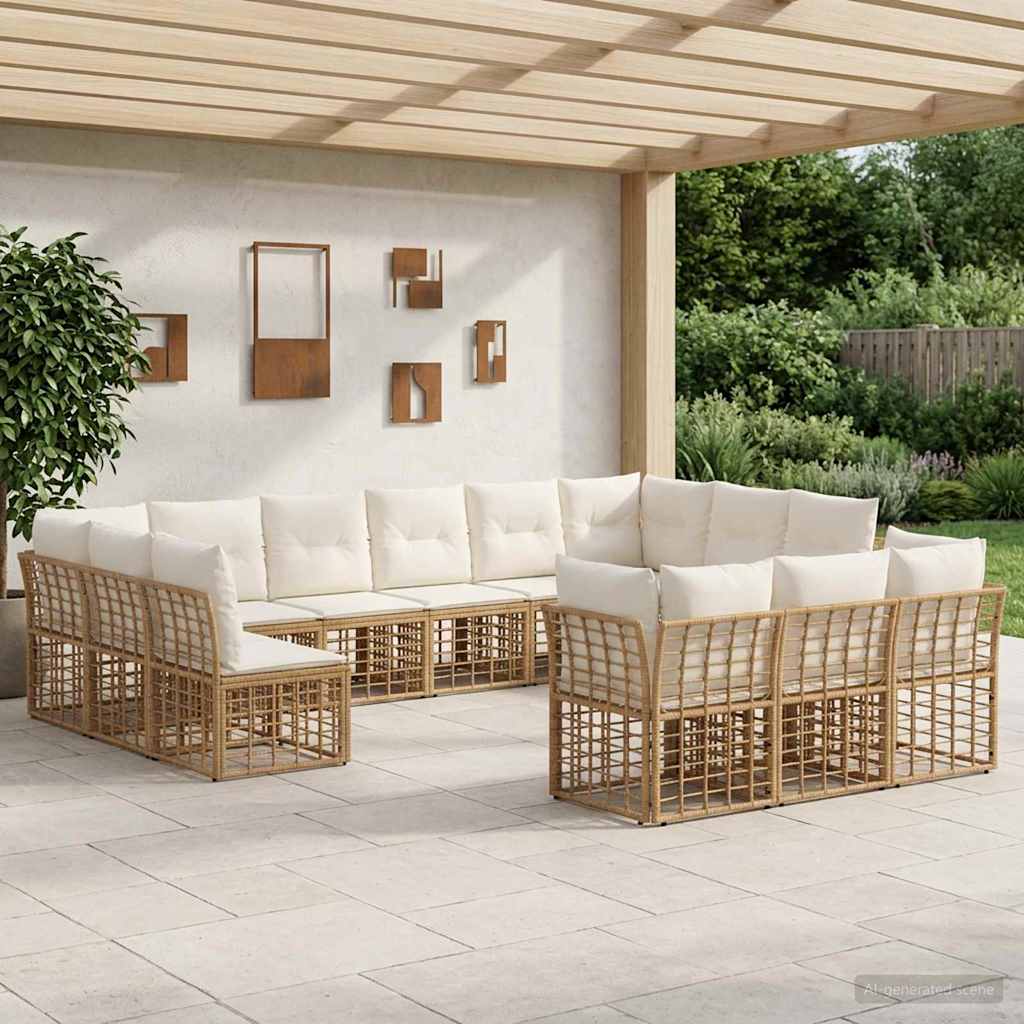 Udendørs sofagruppe Naturlig og Creme Hvid Polyester