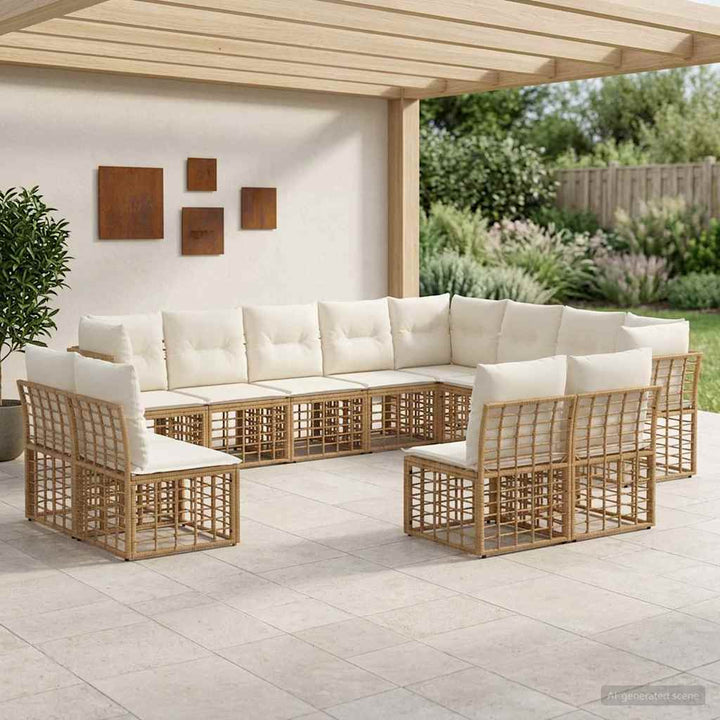 Udendørs sofagruppe Naturlig og Creme Hvid Polyester