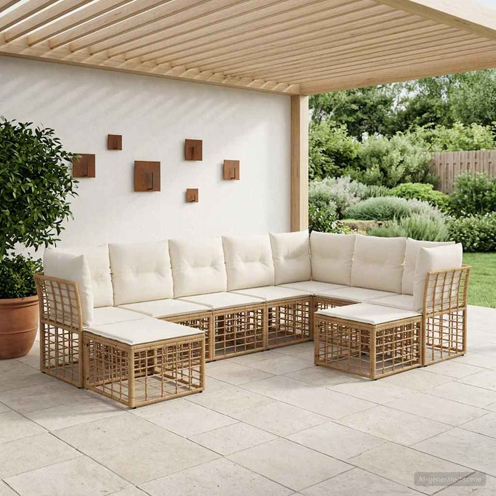 Udendørs sofagruppe Naturlig og Creme Hvid Polyester