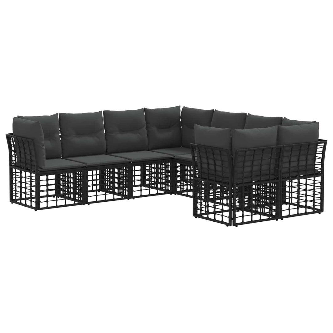 Udendørs sofagruppe med pude 8 pcs Sort og Mørkegrå Polyester