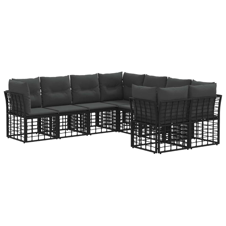 Udendørs sofagruppe med pude 8 pcs Sort og Mørkegrå Polyester