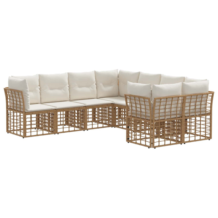Udendørs sofagruppe 8 pcs Naturlig og Creme Hvid Polyester