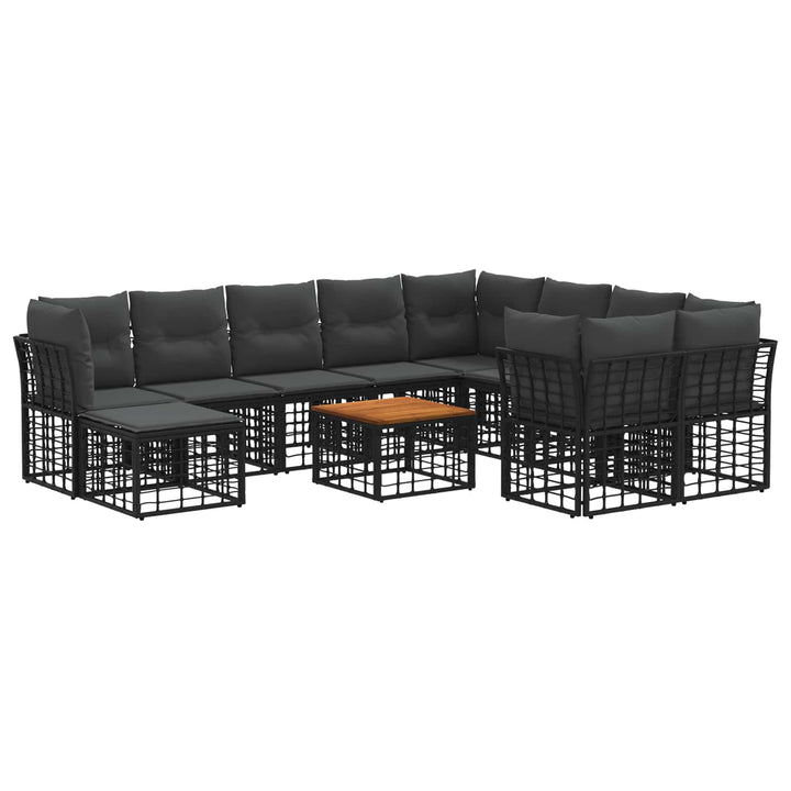 Udendørs sofagruppe 11 stk. Sort og Mørkegrå polyrattan