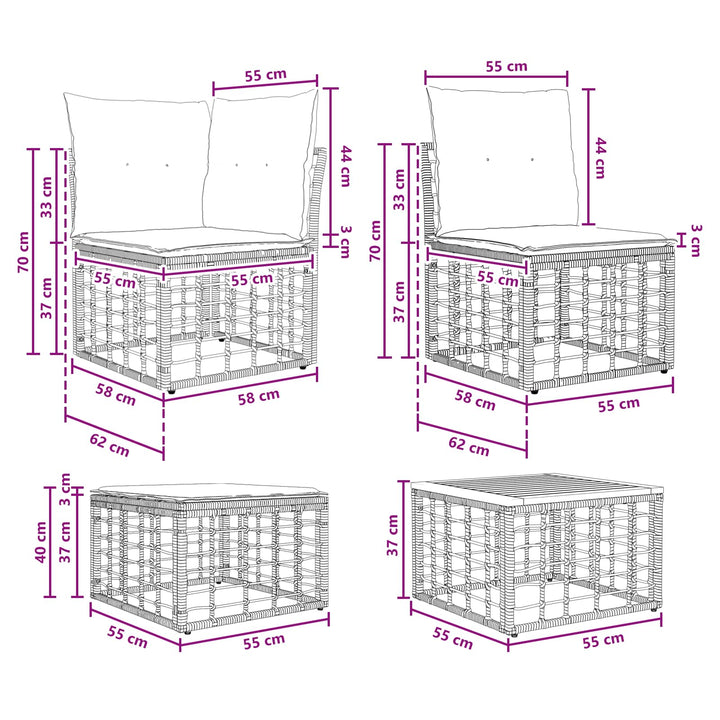 Udendørs sofagruppe 11 stk. Naturlig og Creme Hvid polyrattan
